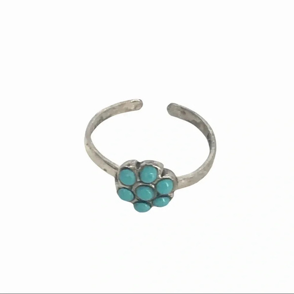 925 TOE RING XS STERLING SILVER BEADED FLOWER ADJUSTABLE OPEN BEACH VACATION - Picture 6 of 12